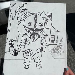 Original Halloween creepy drawing, Canvas